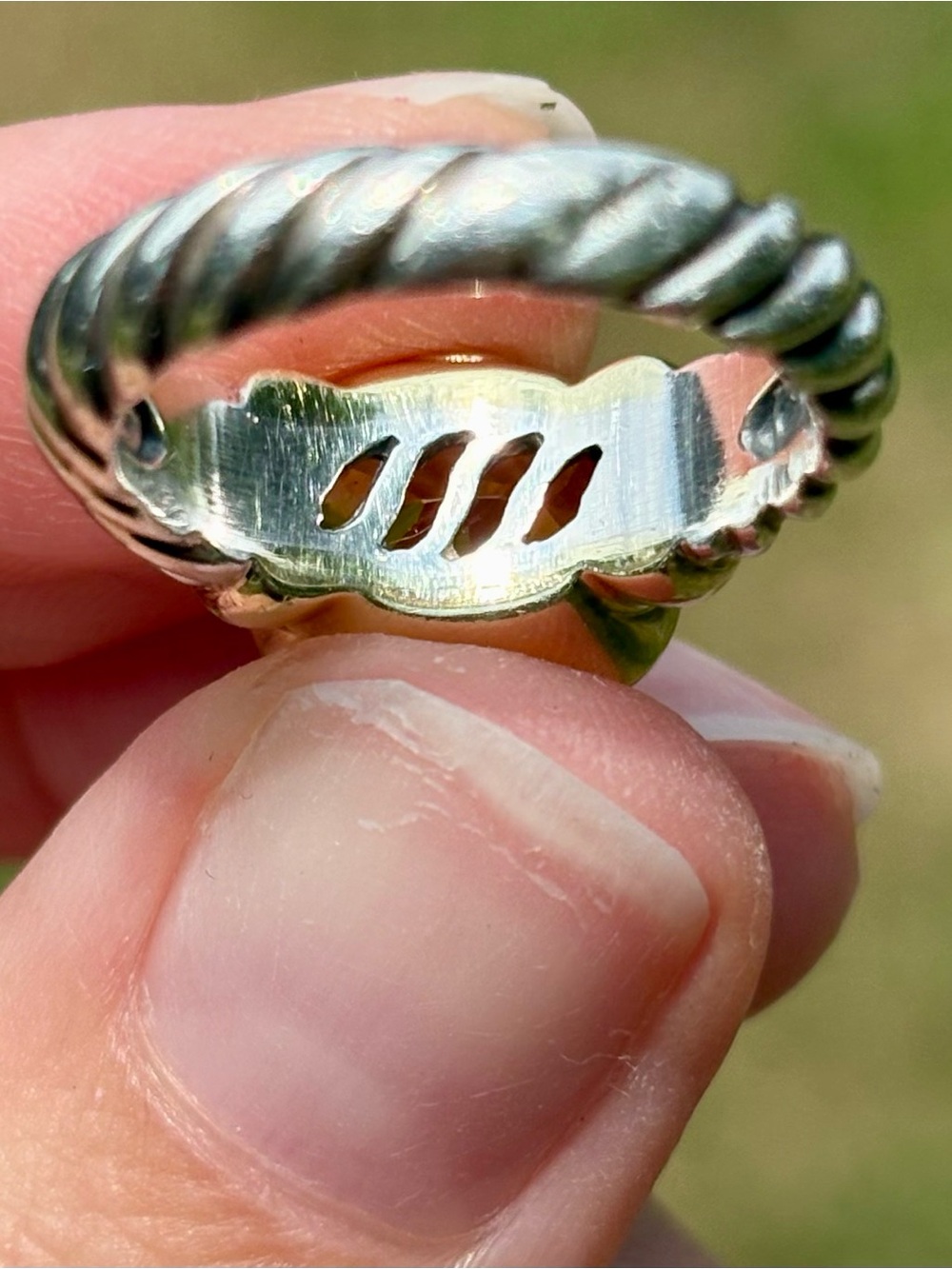 SOLD Estate David Yurman Sterling Silver, 14k Gold, Citrine Noblesse Ring - Picture 3 of 5
